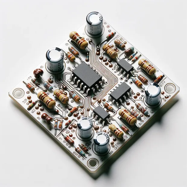 We see an image that depicts an electronic circuit board.