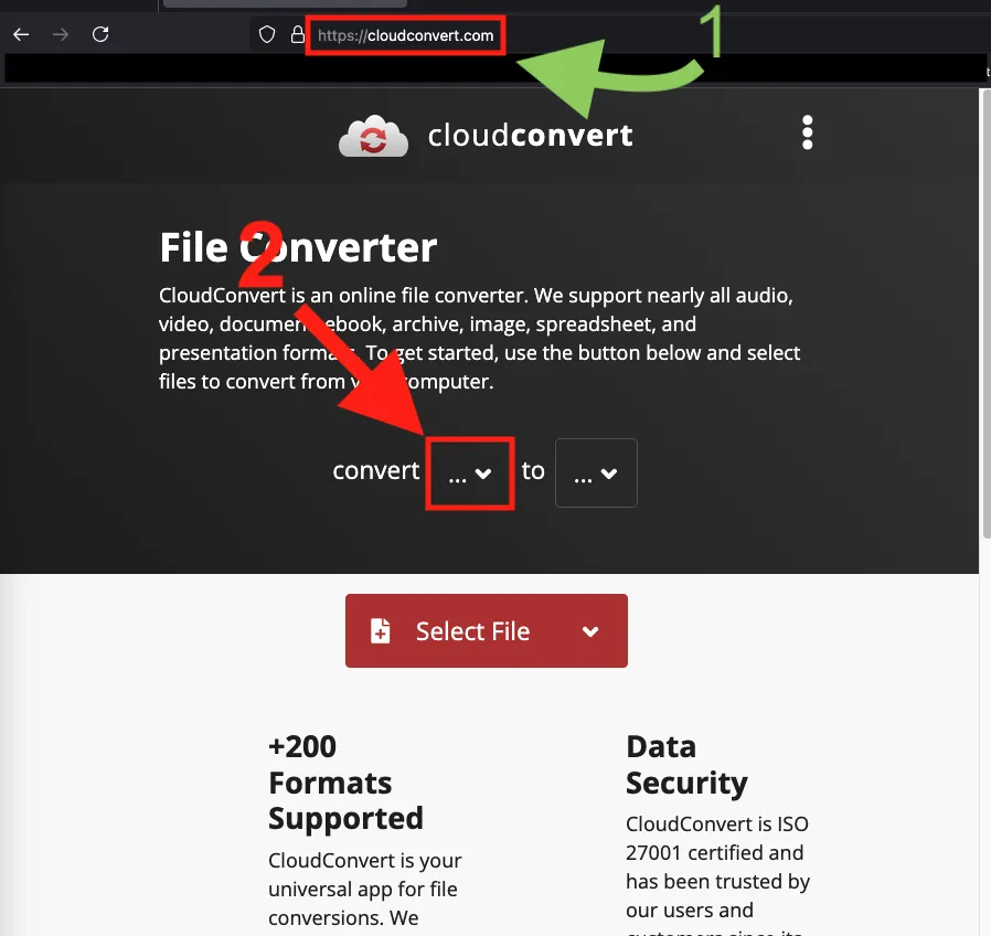 Screenshot of CloudConvert