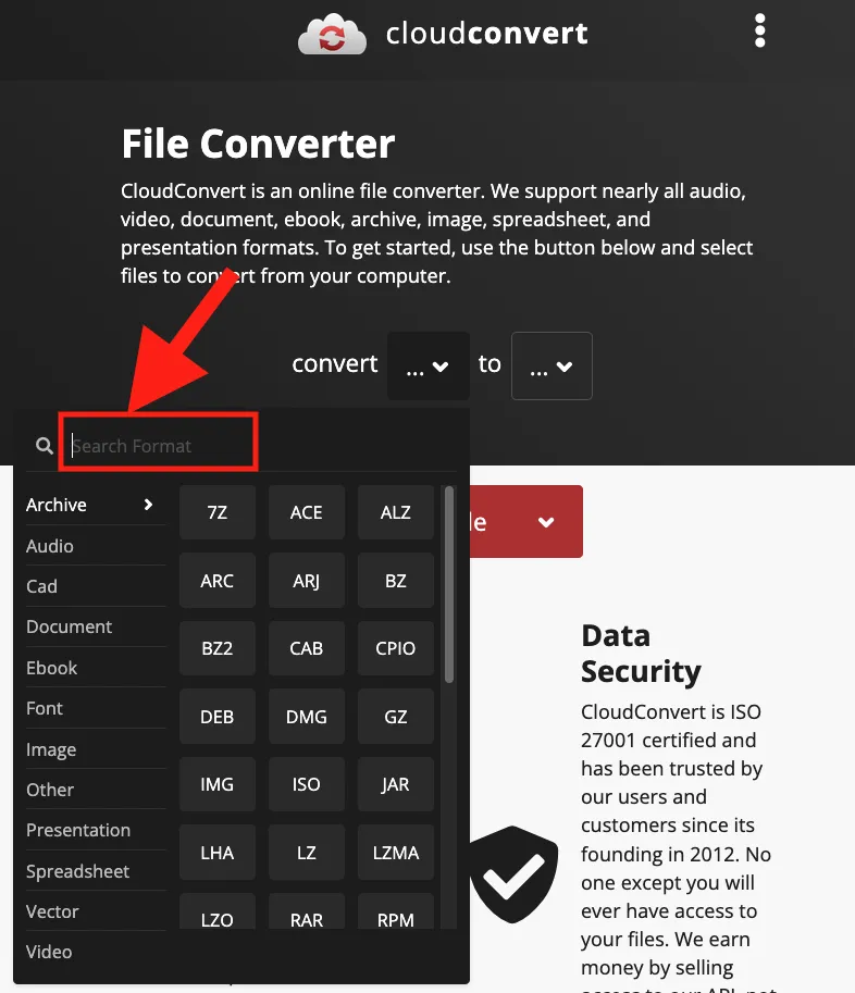 Screenshot of CloudConvert