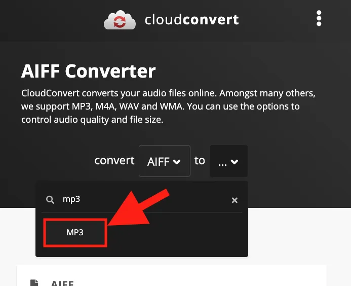 Screenshot of CloudConvert