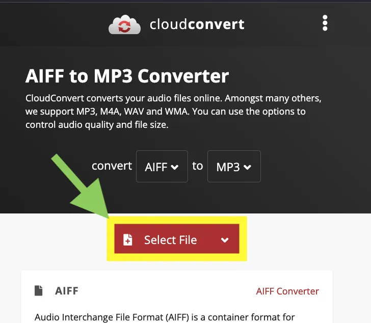 Screenshot of CloudConvert
