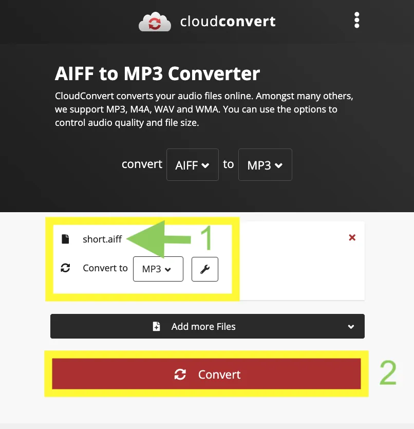 Screenshot of CloudConvert